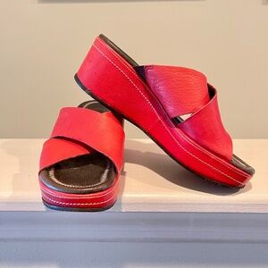 Donald Pliner Vintage Red Platform Criss-Cross Leather Sandals